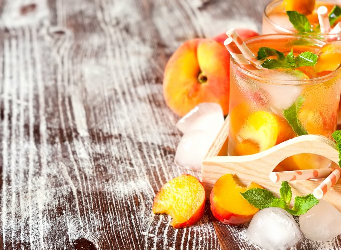 Wallpaper peach, lemonade, mint, ice, 4k, Food 8335411767